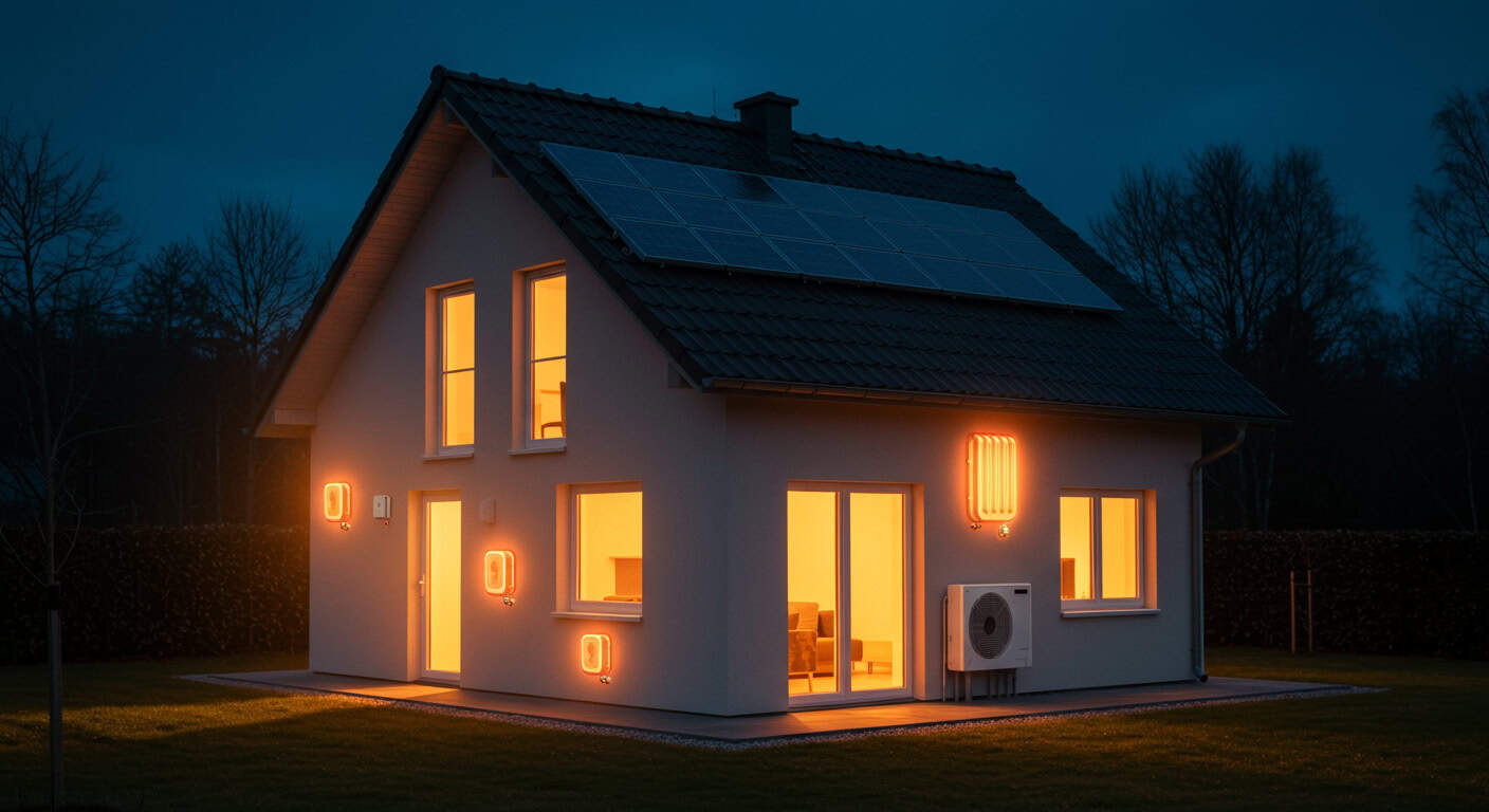 Ein Haus mit effizientem Heizsystem.